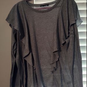 Ribbed ruffled long sleeved blouse